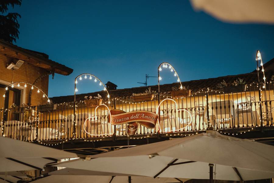 Antica Posta — the terrace at dusk